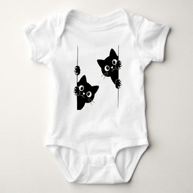 Camiseta Gatos Pretos Fofos Escondidos (Frente)