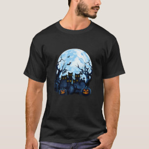 Camiseta Gatos Pretos Lua Cheia Halloween Gatinho Abóbora H