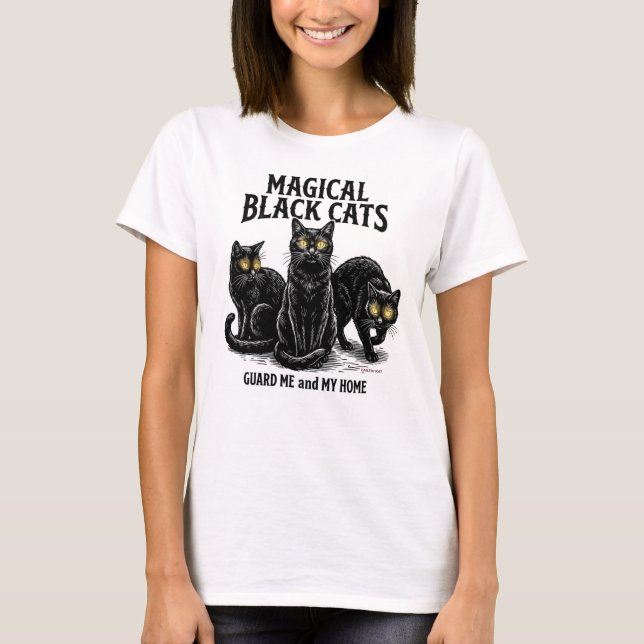 Camiseta Gatos Pretos Mágicos (Frente)