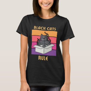 Camiseta Gatos Pretos Reinam Gatinhos de Smoking Fofo na C