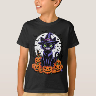 Camiseta Gatos Pretos Vintage de Halloween Abóboras Assusta