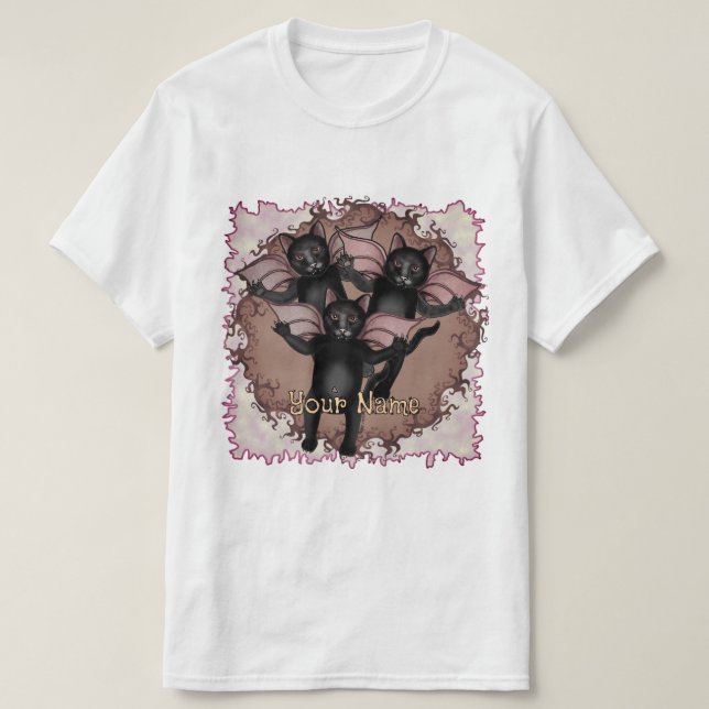 Camiseta Gatos Pretos Voadores (Frente do Design)