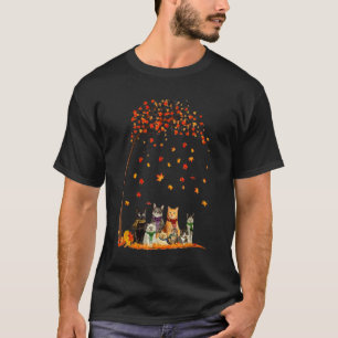 Camiseta Gatos Queda Autumn Leaf Tree Cat 1