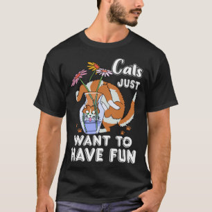 Camiseta Gatos Querem Apenas se Divertir Fofos Gato Gatinho