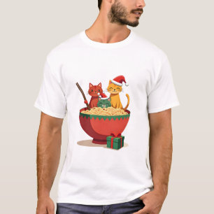 Camiseta Gatos Ramen de Natal Anime Natal Xmas Crianças Gar