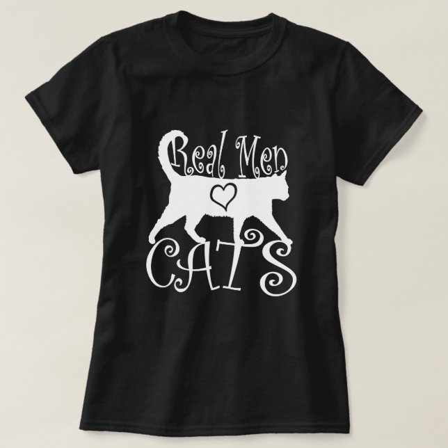 Camiseta Gatos reais do amor dos homens (Frente do Design)