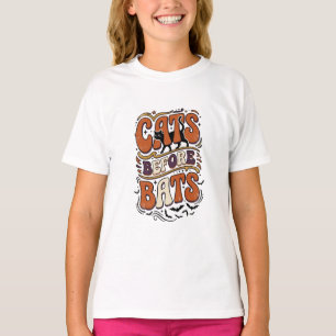 Camiseta Gatos Retro Antes dos Morcegos Tipografia Preto Ha