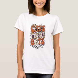 Camiseta Gatos Retro Antes dos Morcegos Tipografia Preto Ha