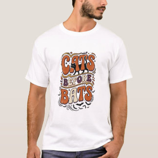 Camiseta Gatos Retro Antes dos Morcegos Tipografia Preto Ha