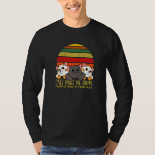 Camiseta Gatos Retro Me Fazem Humanos Felizes Me Dão Mal