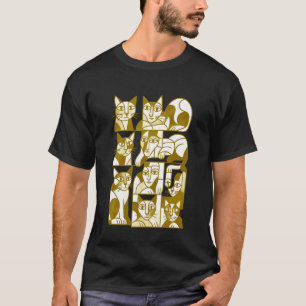 Camiseta Gatos Retro Meados do Século Meados do Século Mode