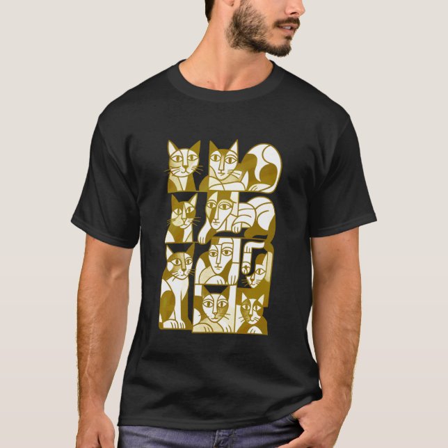 Camiseta Gatos Retro Meados do Século Meados do Século Mode (Frente)