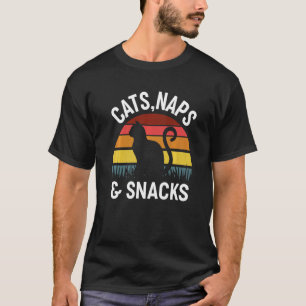Camiseta Gatos Retrô Sonecas e Lanches Vida de Mãe