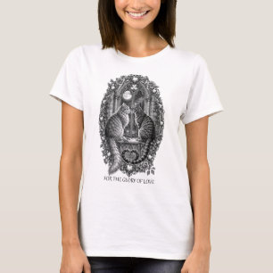 Camiseta Gatos Romance à Meia-Noite Arte de Janela Gótica
