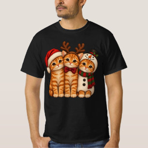 Camiseta Gatos Ruivos de Natal - Papai Noel Rena Boneco de