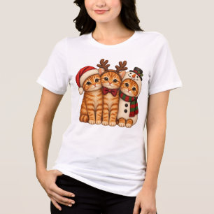 Camiseta Gatos Ruivos de Natal - Papai Noel Rena Boneco de