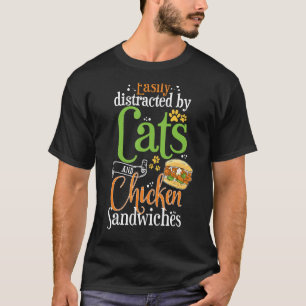 Camiseta Gatos Sanduíches de frango e hambúrguer de frango
