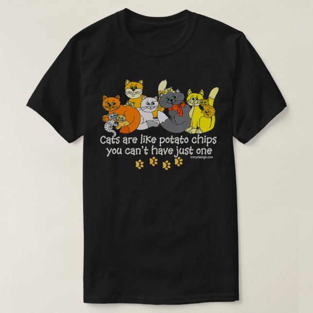 Camiseta Gatos São Como Batatas Engraçadas Escuras (Frente do Design)