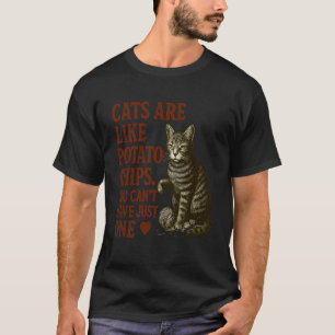 Camiseta Gatos São Como Batatas Fritas Design Divertido Ama