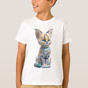 Camiseta Gatos Selvagens Serval Pastel com Manchas Azuis pa