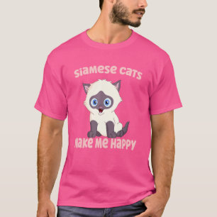 Camiseta Gatos siameses me fazem feliz