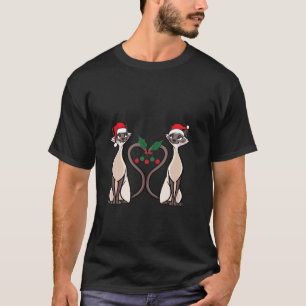 Camiseta Gatos siameses retrô em ornamentos de Santa Hat Ca