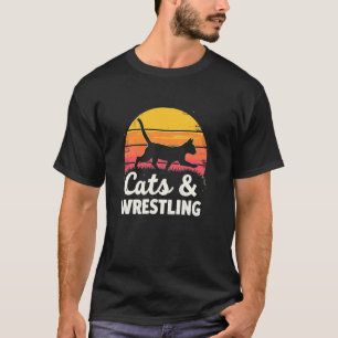 Camiseta Gatos & Silhueta Divertida de Luta Livre