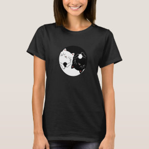 Camiseta Gatos-símbolo yoga branco preto yin e yang