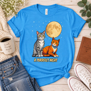 Camiseta Gatos sob uma Lua Dourada