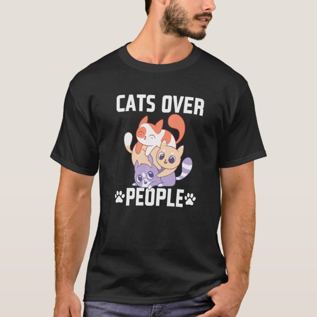Camiseta Gatos Sobre Pessoas Introduvertidos Gato Antisocia (Frente)