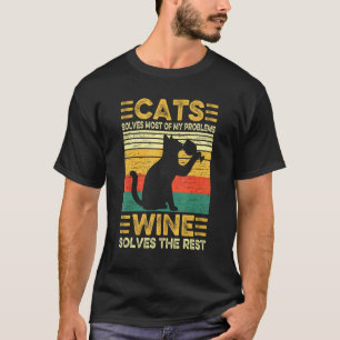 Camiseta Gatos Solucionam Problemas Vinho  Degustação de Vi
