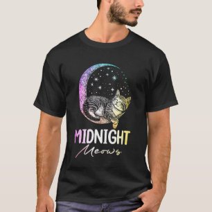 Camiseta Gatos Sonolentos à Meia-Noite Miando na Lua
