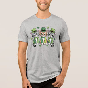 Camiseta Gatos sortudos do dia de São Patrício-47474