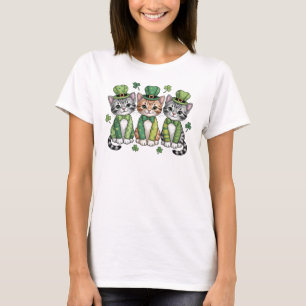 Camiseta Gatos sortudos do dia de São Patrício-47474