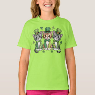 Camiseta Gatos sortudos do dia de São Patrício-47474