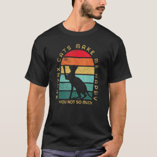 Camiseta Gatos Sphynx Me Fazem Feliz Você Não Tanto Retro S