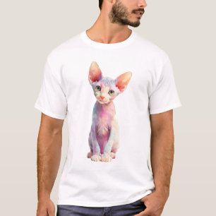 Camiseta Gatos Sphynx Psicodélicos Coloridos Homens