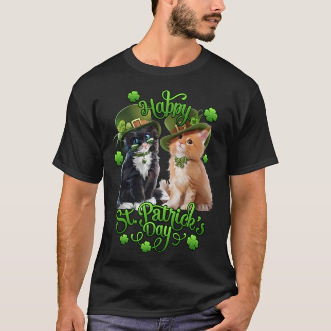 Camiseta Gatos St Pat's Paddy Dia de Patrick Feliz St Gato  (Frente)