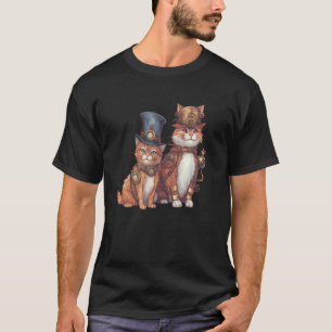 Camiseta Gatos Steampunk Com Desenho Gráfico De Chapéu Gato