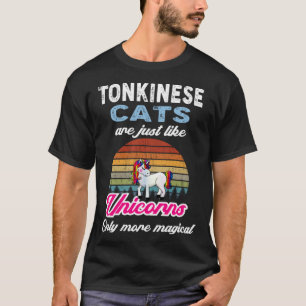 Camiseta Gatos Tonquinês Unicórnio Retro Pôr do Sol Vintage