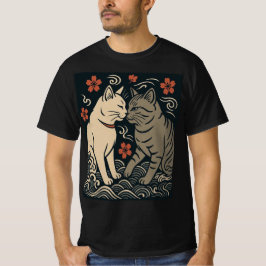 Camiseta Gatos Ukiyo-e Harmonia Arte Japonês