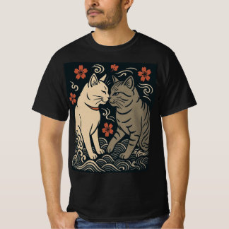 Camiseta Gatos Ukiyo-e Harmonia Arte Japonês