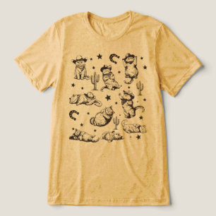 Camiseta Gatos Vaqueiros Fofos Padrão de Gatinho Western
