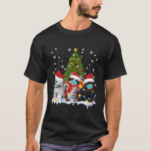 Camiseta Gatos Vestem Máscaras E Gatinho De Árvore De Natal