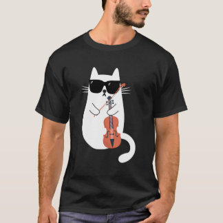 Camiseta Gatos Vestindo Óculos De Sol Tocando Violin Viola