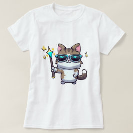 Camiseta Gatos Vestindo Óculos Segurando Estrelas de Guerra