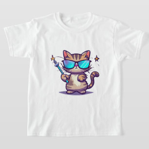 Camiseta Gatos Vestindo Óculos Segurando Estrelas de Guerra