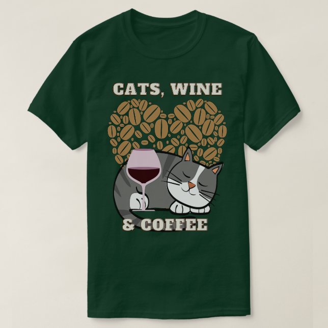 Camiseta Gatos Vinho e café (2) (Frente do Design)