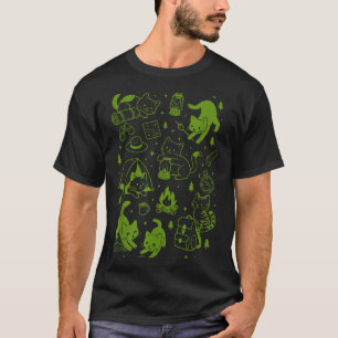 Camiseta Gatos vintage acampamento aventureiro de camping
