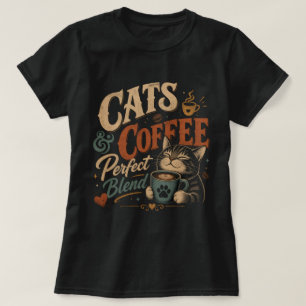 Camiseta Gatos Vintage & Café a Mistura Perfeita